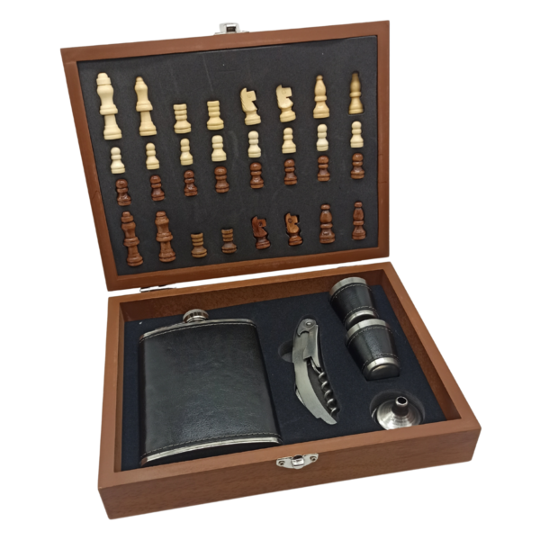 Juego Whiskera Ajedrez 2 Copas y Sacacorcho